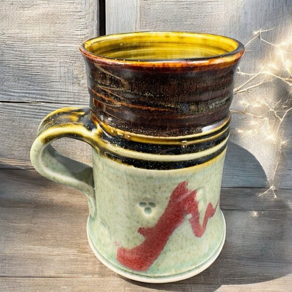 Hand Made Studio Art Pottery Coffee Mug Cup Artist Signed Stoneware Primitive - Picture 1 of 13